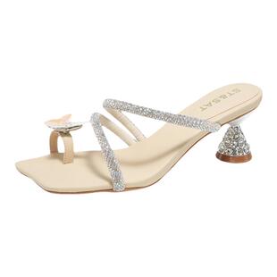 星期六仙女风法式猫跟凉拖外穿2025夏新款方头夹趾拖鞋SSC2110273