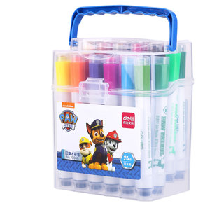 得力24色印章水彩笔幼儿园专用套装儿童水彩笔可洗彩色画笔美术专用可水洗无毒画画笔幼儿绘画涂色36色小学生