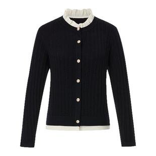 【绵羊毛】Koradior珂莱蒂尔商场同款2025秋季新款花边领针织衫女