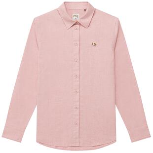 Hazzys哈吉斯粉色衬衫秋冬女装磨毛上衣宽松舒适时尚衬衣潮