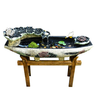 庭院水景假山流水摆件循环水户外阳台养鱼池造景花园布置鱼缸景观