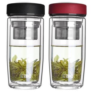 希乐水杯双层玻璃杯女款家用办公大容量便携茶水分离男士泡茶杯子