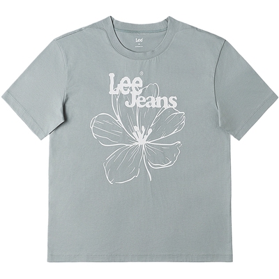 Lee商场同款舒适版男友风圆领花朵印花图案女短袖T恤LWT0099574LE