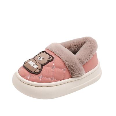 卡通小熊儿童秋冬季皮面防水棉鞋