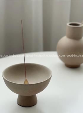 粗陶颗粒花瓶摆件碗 简约侘寂艺术素色陶瓷家居装饰品插花复古