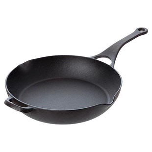 霜山铸铁平底锅无涂层牛排煎锅烤箱烤盘烙饼煎蛋锅单柄氮化不粘