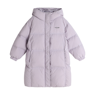 布丁哈鲁童装冬装女童2025冬季新款儿童百搭连帽中长款三防羽绒服