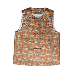 沁月新中式国风100%桑蚕丝宋锦【云驹踏瑞】中长款高端四季马甲