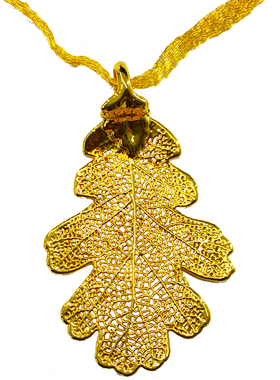 美国产天然树叶镀18K黄金吊坠项链毛衣链国际珠宝圣诞宴会礼物
