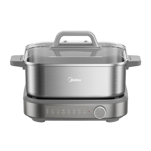 美的全钢速沸电火锅家用0涂层多功能锅分体式烤肉烤鱼涮煮电煮锅