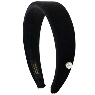 神仙藤井树同款黑色丝绒一颗珍珠发箍秋冬法式复古高颅顶发卡头箍