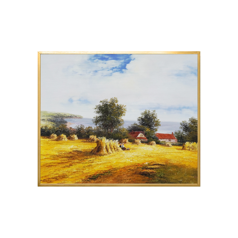 丰收古典美式装饰画手绘欧式客厅餐厅壁画大芬村风景横幅油画挂画