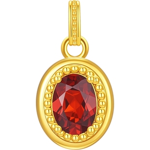 潮宏基至简18K金石榴石吊坠彩金颈饰挂坠轻奢轻奢情人节生辰石