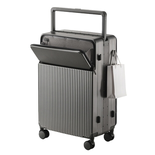 旅大侠前后双开盖行李箱男中置宽拉杆箱20寸登机24寸密码箱铝框箱