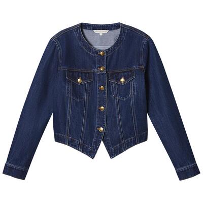 PSALTER诗篇复古时尚截短式减龄圆领牛仔短外套