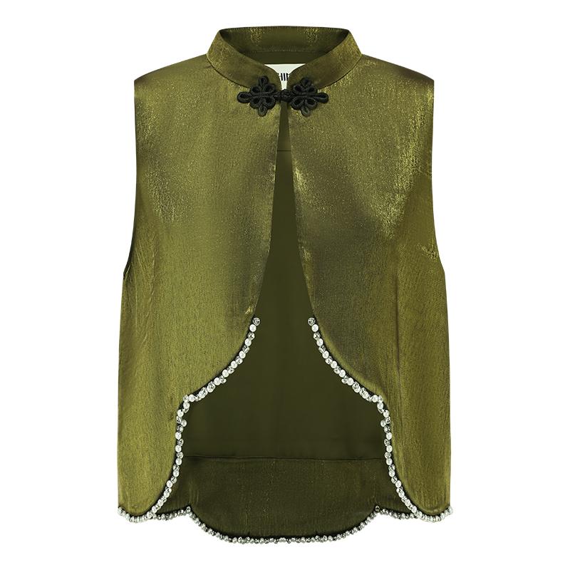 【ZHIMII识弥】25春夏翠微绿浮光锦水光缎对襟花瓣马夹马甲新中式