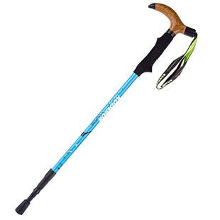 7075航空铝合金T弯柄手杖内锁避震伸缩拐杖户外登山杖爬山徒步杖