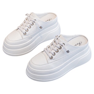 半托小白鞋女2026新款内增高厚底7CM休闲夏秋百搭时尚一脚蹬鞋子