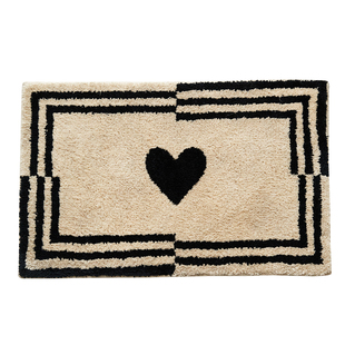 莫语 爱心簇绒地垫 黑白北欧风可爱入户脚垫进门垫客厅卧室地毯