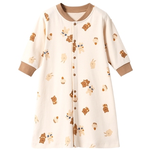 婴儿睡衣宝宝睡袍春秋加长款纯棉a类秋冬长袖男婴幼儿睡裙家居服