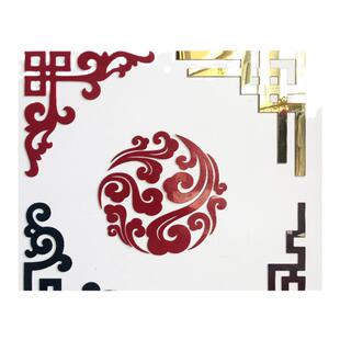 新中式玻璃门对角贴阳台窗花装饰中国风店铺背景画自粘亚克力墙贴