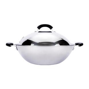 MEYER美亚/不锈钢盖燃气电磁炉通用38CM煎炒菜锅多用0涂层