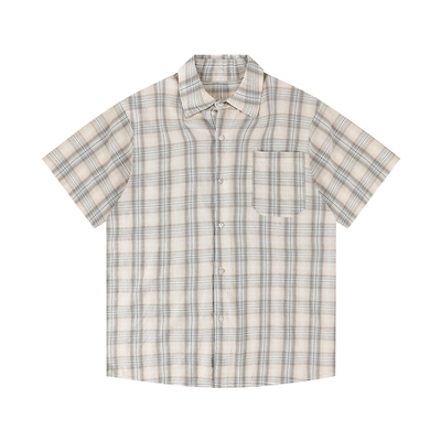 GOOZIMADE格子短袖衬衫男夏季