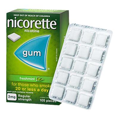Nicorette强生力克雷戒烟药进口尼古丁戒烟糖无糖薄荷咀嚼胶105片