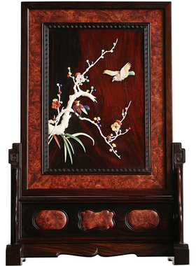 攒框镶缅花瘤疤大红酸枝