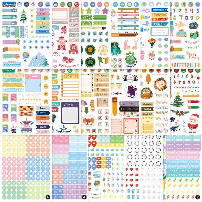 跨境年月日计划贴纸本planner剪贴簿贴纸手stickers日记账book