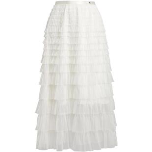 【会员专享】红袖2025春新款女装字母肌理感网纱半身裙蛋糕裙