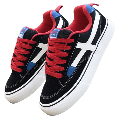 面包鞋男款春季透气男鞋2026新款黑红拼色帆布鞋休闲百搭潮流板鞋