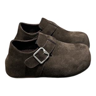 5cm冬季加绒内增高厚底勃肯鞋女鞋2025新款绝美大头全包博肯鞋女