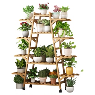 带轮花架子可移动阳台落地式客厅户外庭院靠墙置物架多肉绿植托架
