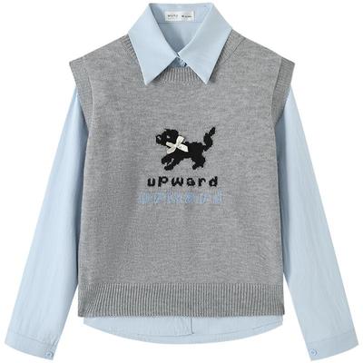 慕兔学院风马甲背心衬衫套装