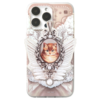 ANMS苹果双层磨砂天使猫咪手机壳