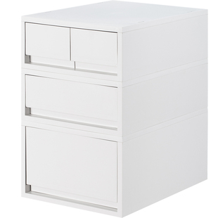 日本霜山桌面收纳盒可加滑轮内衣袜子储物盒抽屉式A4文件整理盒