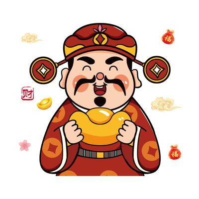 【财神爷玻璃贴纸】2026新年装饰