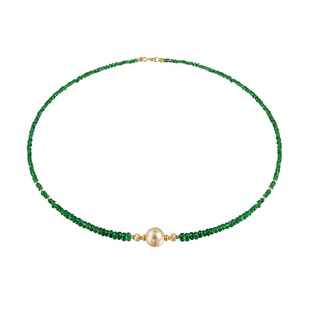 海蒂珠宝 春锦 10-11mm南洋金珠项链 18K金沙弗莱送女友礼物