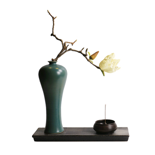 一皿花器中式古典梅瓶禅意小花瓶仿古插花中华花艺池坊花日式器皿