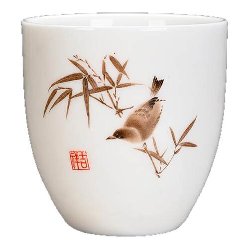 羊脂玉瓷茶杯单杯主人杯个人杯品茗杯茶杯子高端大气上档次功夫杯