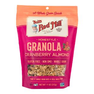 鲍勃红磨坊格兰诺拉烘焙水果麦片无麸质蔓越莓扁桃仁燕麦即食