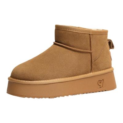 羊毛雪地靴女冬2025年新款加绒加厚棉鞋真皮时尚休闲防寒保暖短靴