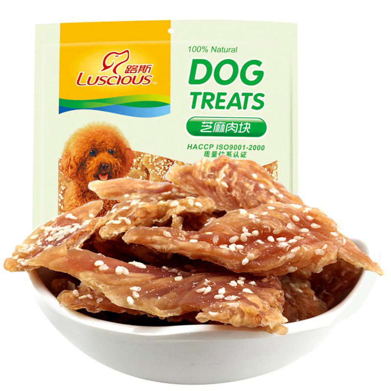 路斯狗零食磨牙400g芝麻鸡肉干