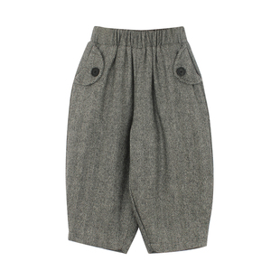 大耳象女童加绒收口灯笼裤冬季新款宝儿休闲百搭厚裤子羊毛混纺