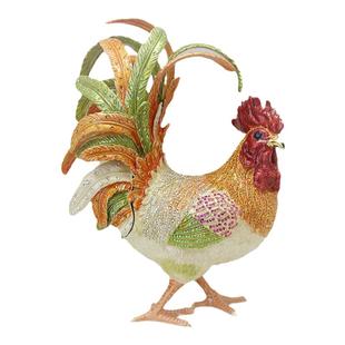 创意家居过年摆件珐琅彩公鸡装饰摆件金属工艺品玄关招财风水摆件