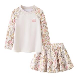 【UPF50+】迷你巴拉巴拉女童游泳衣防晒高弹亲肤分体长袖裙裤泳装