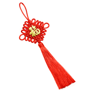 中国结小号金色贴福字挂件招财纳福春节日喜庆红色装饰汽车门吊穗