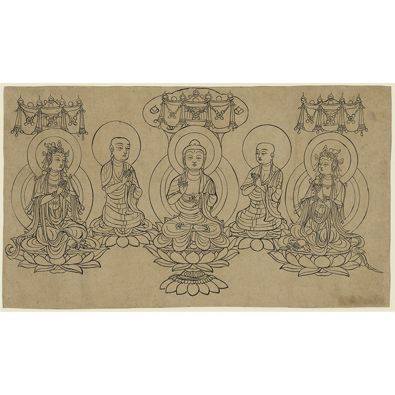 高清微喷壁画佛像素描人物优惠