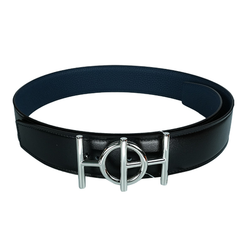 Hermes/爱马仕 H圆柱扣黑蓝双面腰带 3.8CM宽 商务百搭正品皮带